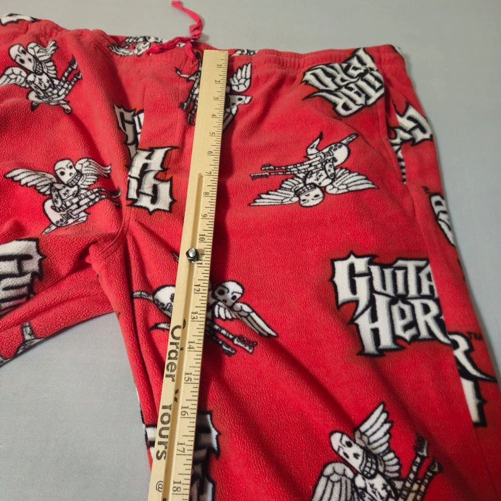 Guitar Hero Pajama Pants Mens L XL Red Fleece 2008 Activision VTG Gaming‎ Lounge